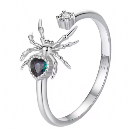 Bague réglable araignée pierre violette