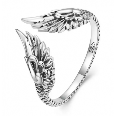 Bague réglable aile d'ange argent