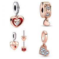 Charm coeur famille or rose