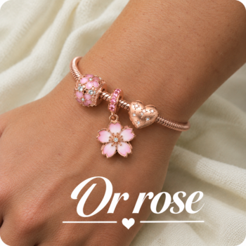 Bracelets et charms or rose