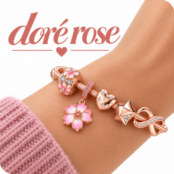Bracelets et charms or rose
